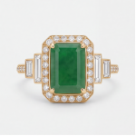 Green Jade Crown Ring with Cubic Zirconia in Gold Tone - Image 9