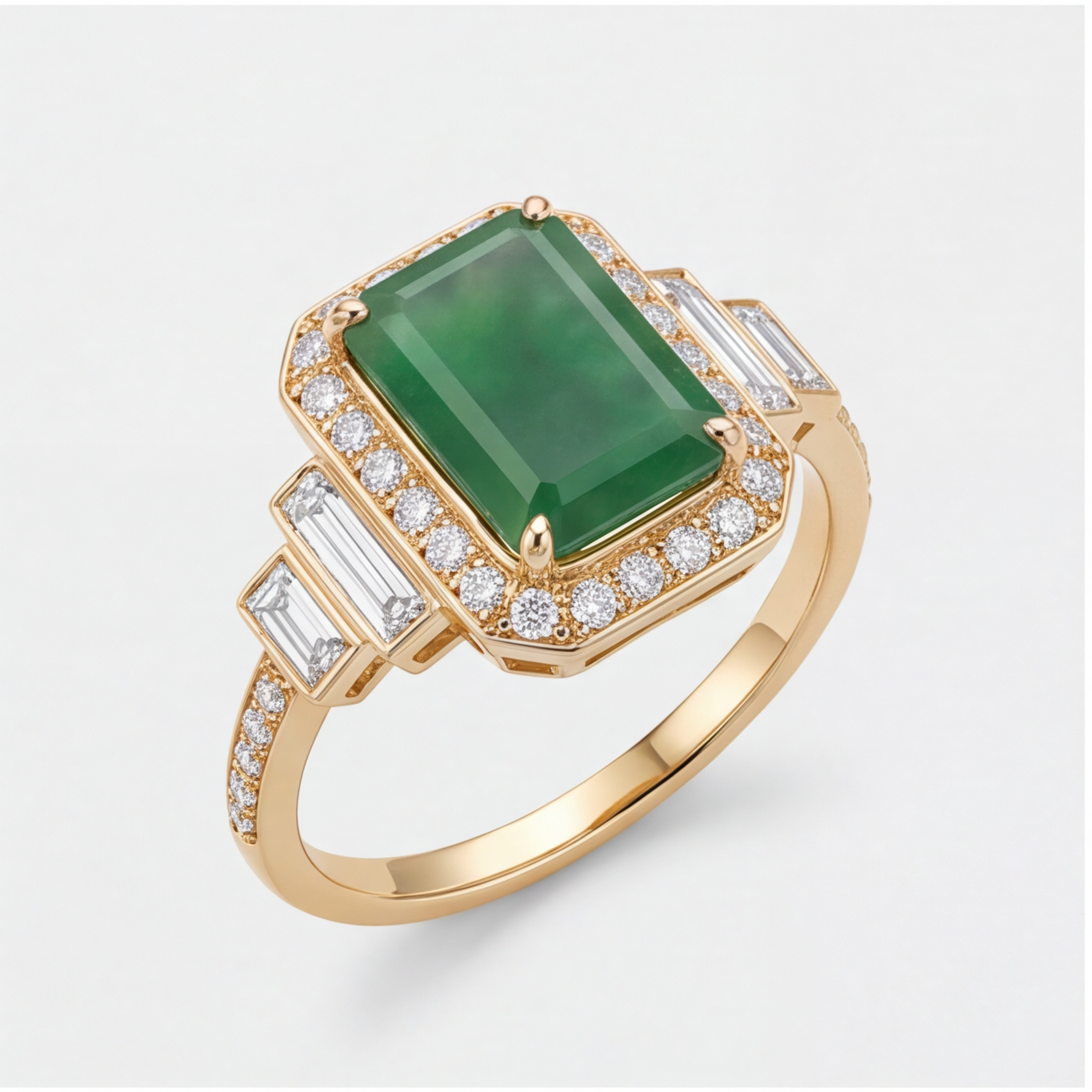 1786350983_8fee3eaa-4 Green Jade Crown Ring with Cubic Zirconia in Gold Tone - Image 1