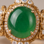Green Jade and Freshwater Pearl Cocktail Ring in Gold Tone - 图片 9