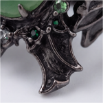 Gothic Bat Wing Ring with Green Agate Cabochon in Blackened Silver - Image 7