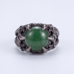 Green Agate Claw Ring in Blackened Silver - 图片 9