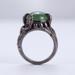Green Agate Claw Ring in Blackened Silver - 图片 8