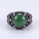 Green Agate Claw Ring in Blackened Silver - 图片 3