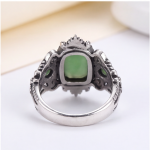 Vintage Cushion Green Agate Ring with Scroll Detail in Antiqued Silver - Image 9