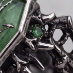 Coffin-Shaped Green Stone Ring with Thorn Detail in Stainless Steel - Image 10