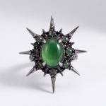 Green Agate Spiked Starburst Ring in Blackened Silver - 图片 7