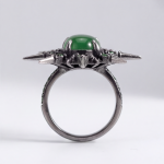 Green Agate Spiked Starburst Ring in Blackened Silver - 图片 10