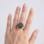 Green Agate Spiked Starburst Ring in Blackened Silver - 图片 8
