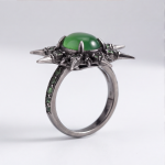 Green Agate Spiked Starburst Ring in Blackened Silver - 图片 3