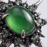 Green Agate Spiked Starburst Ring in Blackened Silver - 图片 4