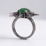 Green Agate Spiked Starburst Ring in Blackened Silver - 图片 6