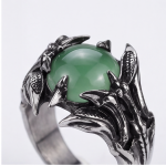Men's Dragon Claw Ring with Round Green Aventurine in Stainless Steel - Image 3