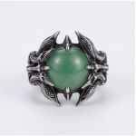 Men's Dragon Claw Ring with Round Green Aventurine in Stainless Steel