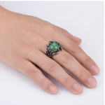 Men's Dragon Claw Ring with Round Green Aventurine in Stainless Steel - Image 5