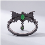 Bat Wing Ring with Marquise Green Stone and Drop in Blackened Silver - Image 10