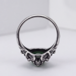 Skull and Green Agate Ring in Antiqued Stainless Steel - 图片 9