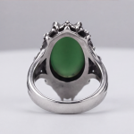 Skull and Green Agate Ring in Antiqued Stainless Steel - 图片 7