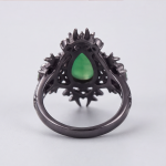 Pear-Cut Green Agate Thorn Ring in Blackened Silver - 图片 7