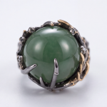 Round Green Aventurine Ring with Two-Tone Branch Setting - 图片 7