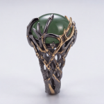 Round Green Aventurine Ring with Two-Tone Branch Setting - 图片 6