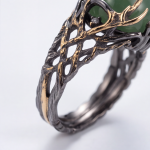 Round Green Aventurine Ring with Two-Tone Branch Setting - 图片 9
