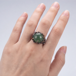Round Green Aventurine Ring with Two-Tone Branch Setting - 图片 5
