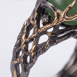 Round Green Aventurine Ring with Two-Tone Branch Setting - 图片 4