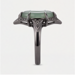 Green Jade Donut Ring with Black Pave Accents in Gunmetal Tone - Image 4