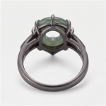 Green Jade Donut Ring with Black Pave Accents in Gunmetal Tone - Image 6
