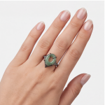 Green Jade Donut Ring with Black Pave Accents in Gunmetal Tone - Image 2