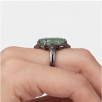 Green Jade Donut Ring with Black Pave Accents in Gunmetal Tone - Image 8