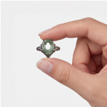 Green Jade Donut Ring with Black Pave Accents in Gunmetal Tone - Image 5