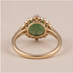 Round Carved Green Jade Ring with Crowned Halo in Gold Tone - Image 4