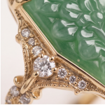 Elongated Hexagon Carved Green Jade Statement Ring in Gold-Plated Sterling Silver - Image 8