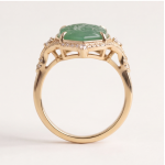 Elongated Hexagon Carved Green Jade Statement Ring in Gold-Plated Sterling Silver - Image 3