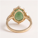 Elongated Hexagon Carved Green Jade Statement Ring in Gold-Plated Sterling Silver - Image 4