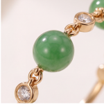 Slim Green Jade Bead Ring with Beaded Gold Rondelles in Gold-Plated Brass - Image 8