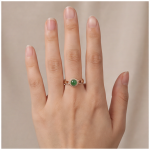 Green Jade Cabochon Halo Ring with Chain-Link Band in Rose Gold Plate - Image 8
