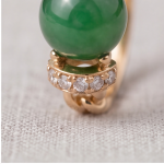 Three-Stone Green Jade Bead Ring with Cubic Zirconia Rondelles in Gold-Plated Sterling Silver - Image 7