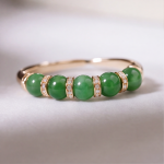 Green Jade Bead Eternity Band with Pave Rondelles in Rose Gold Plate - Image 10