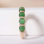 Green Jade Bead Eternity Band with Pave Rondelles in Rose Gold Plate - Image 4