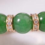 Green Jade Bead Eternity Band with Pave Rondelles in Rose Gold Plate - Image 6