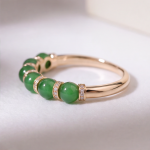 Green Jade Bead Eternity Band with Pave Rondelles in Rose Gold Plate - Image 3