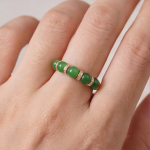 Green Jade Bead Eternity Band with Pave Rondelles in Rose Gold Plate - Image 2