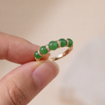 Green Jade Bead Eternity Band with Pave Rondelles in Rose Gold Plate - Image 5