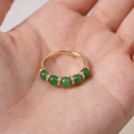 Green Jade Bead Eternity Band with Pave Rondelles in Rose Gold Plate - Image 8