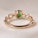 Solitaire Green Jade Cabochon Cable-Link Ring in Rose Gold Plate - Image 6