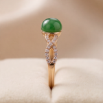 Green Jade Cabochon Infinity Twist Ring in Rose Gold Plate - 图片 10