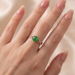 Green Jade Cabochon Infinity Twist Ring in Rose Gold Plate - 图片 8