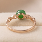 Green Jade Cabochon Infinity Twist Ring in Rose Gold Plate - 图片 6